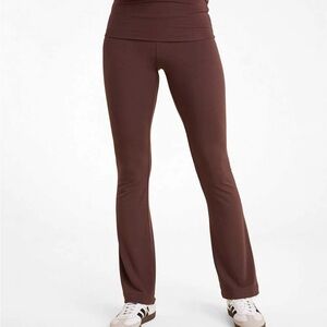 Nuuds SwiftStretch Coffee Women's Fold-Over Slightly Flared Leggings Size XXL